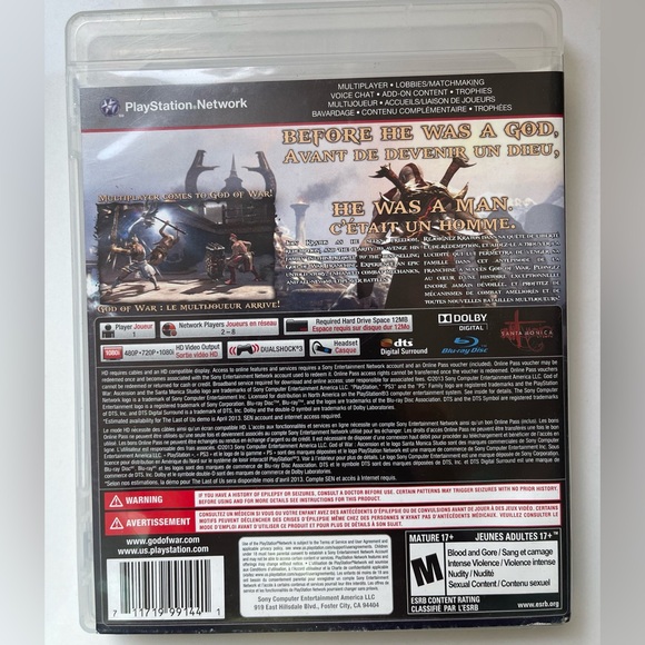 God of War Ascension PlayStation 3 Sony PS3 Game with manual - Picture 2 of 2